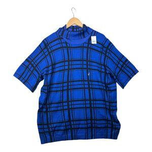 New Lane Bryant Plaid Half Sleeve Sweater size 26/28‎ Blue/Black